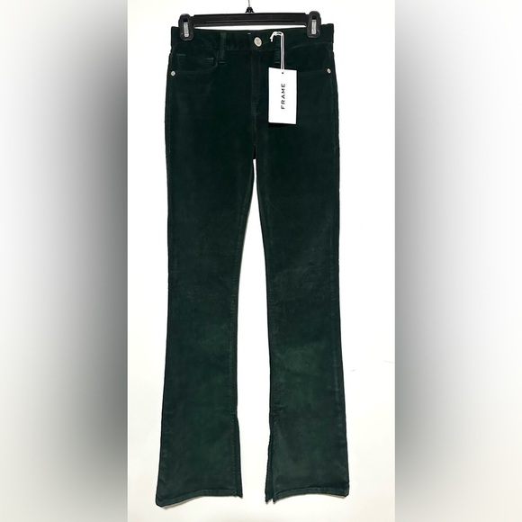 NWT Frame Le Mini Boot Pants Split Corduroy Bootcut High Rise in Pine Wash 24 - Picture 6 of 9